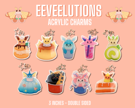Dessert Eeveelutions!  Acrylic Charms – PeachyMothShop