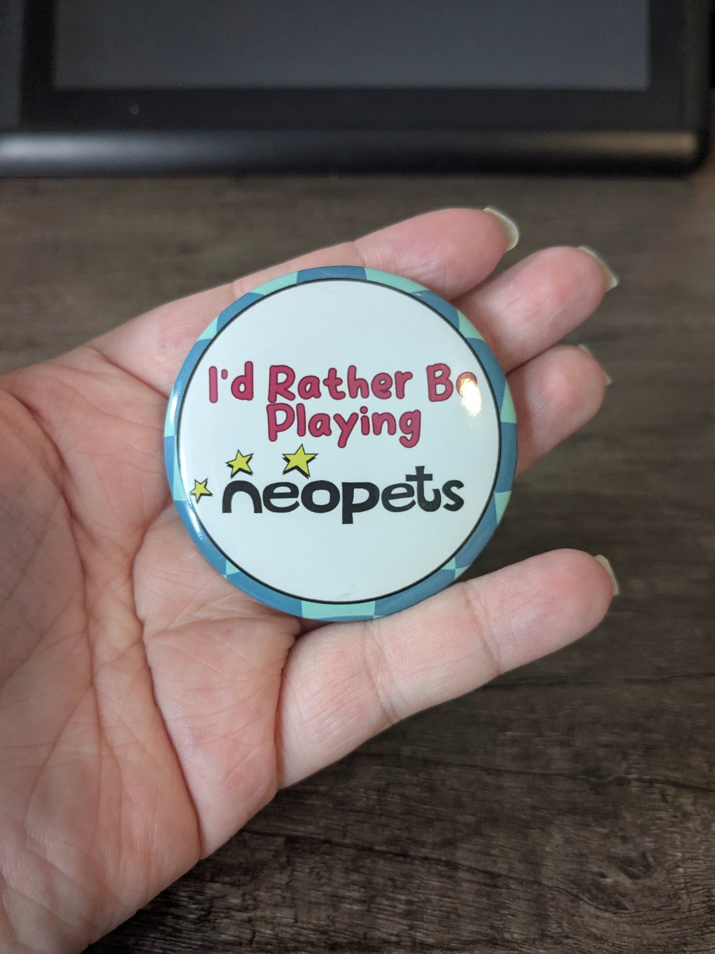 Id Rather Be Playing Neopets 2.2 Inch Pinback Button
