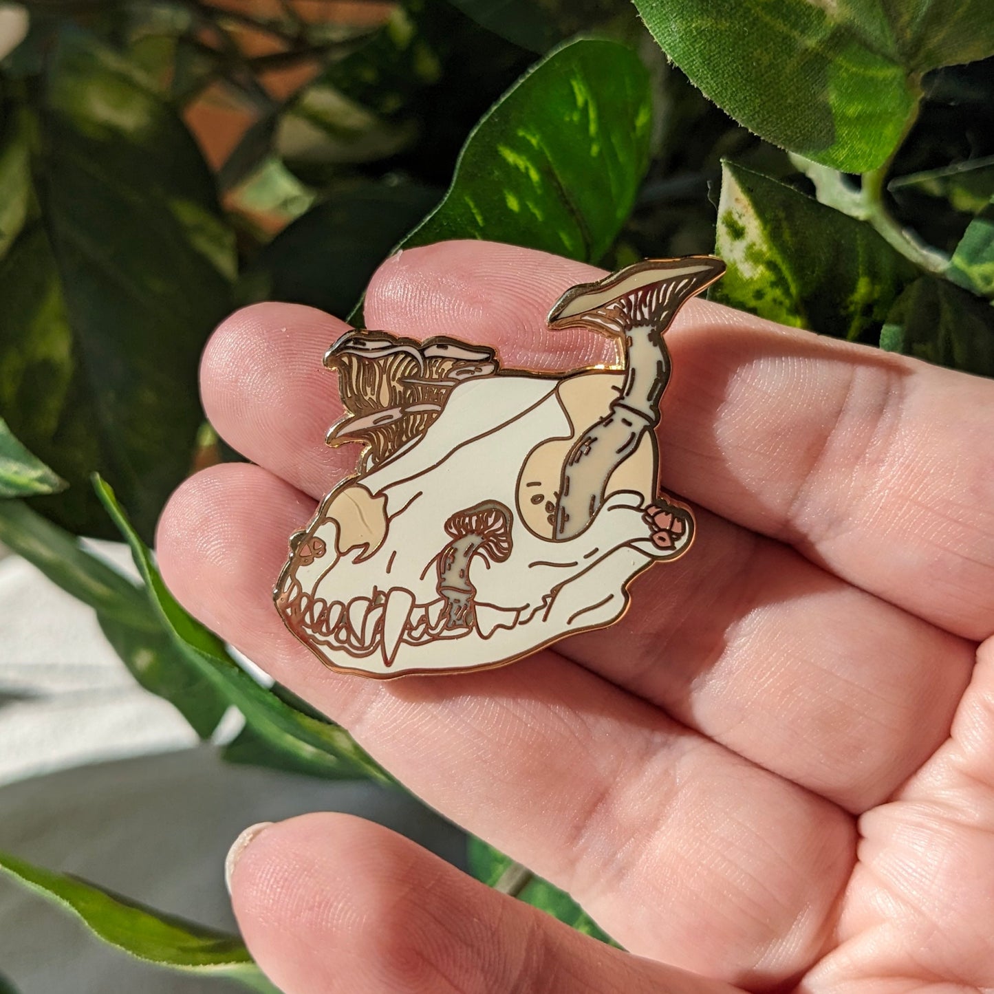 Mushroom Dogskull Enamel Pin