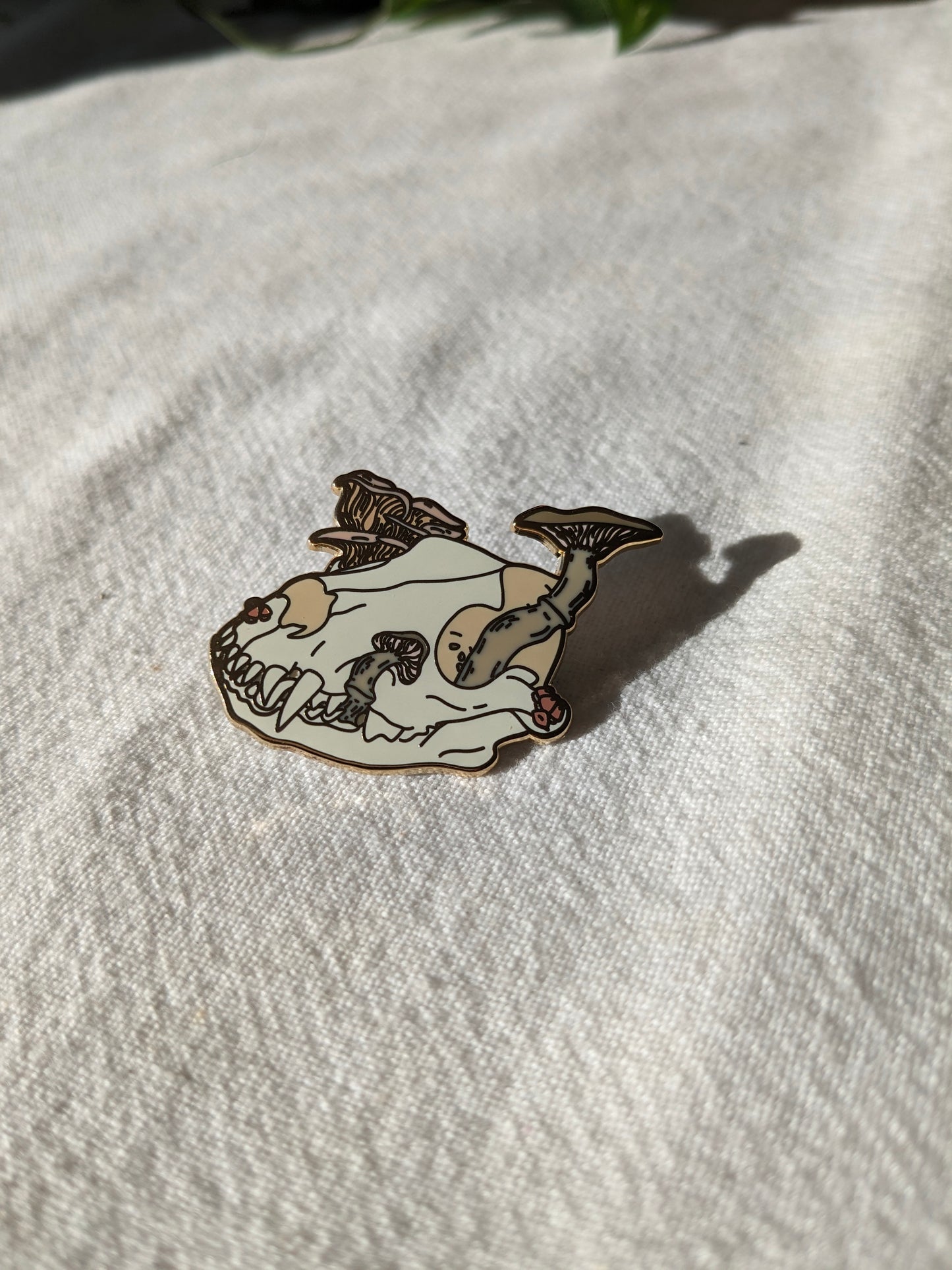 Mushroom Dogskull Enamel Pin