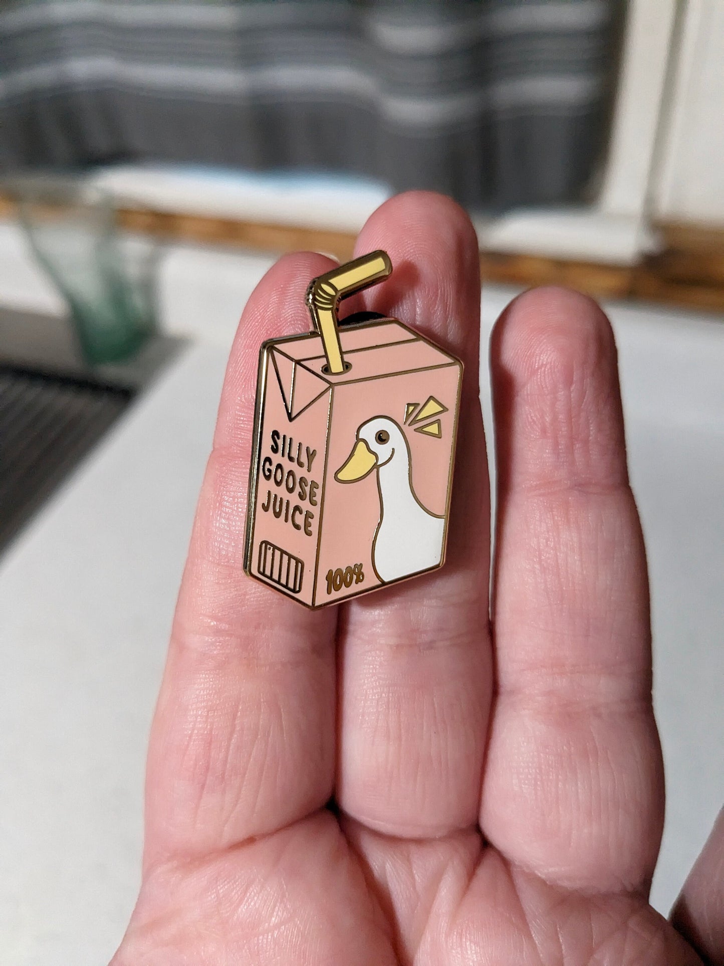 Silly Goose Juice | 1.5 Inch Cute Funny Duck Goose Enamel Pin