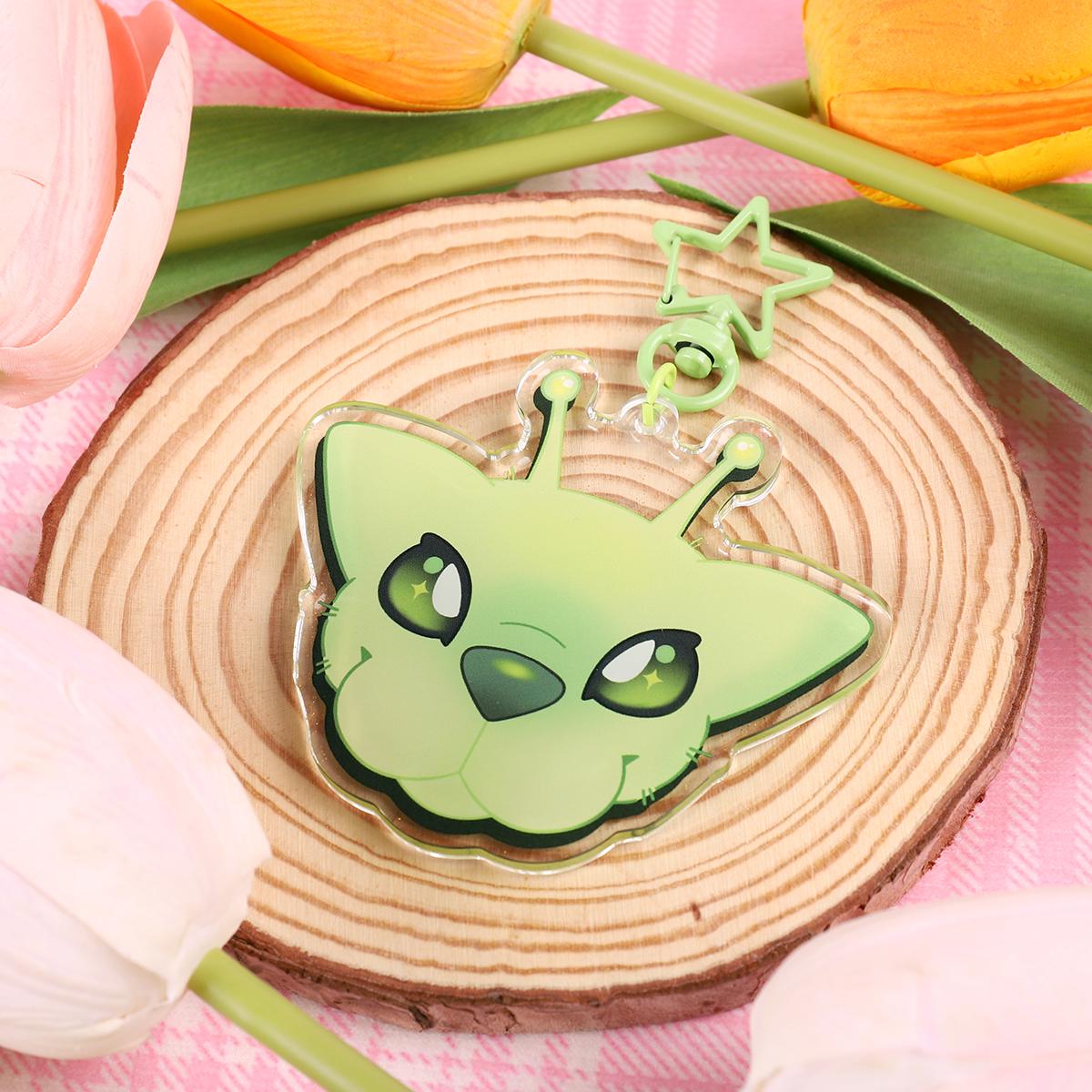 GnarpGnarp Alien Cat Acrylic Charm | Glitter Epoxy 3 Inch