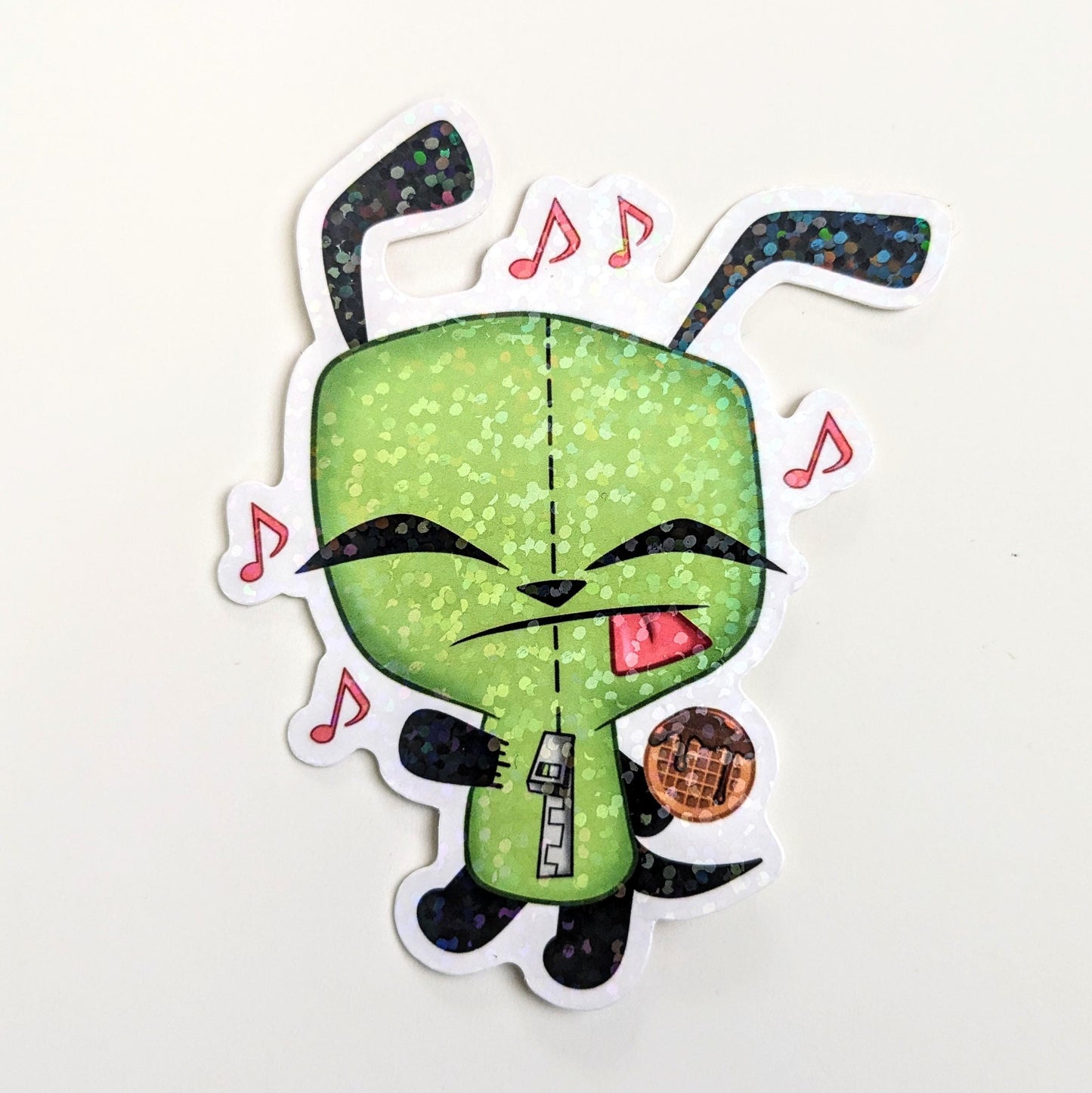 Gir Invader Zim Waffle Holographic Sticker | 3 Inches