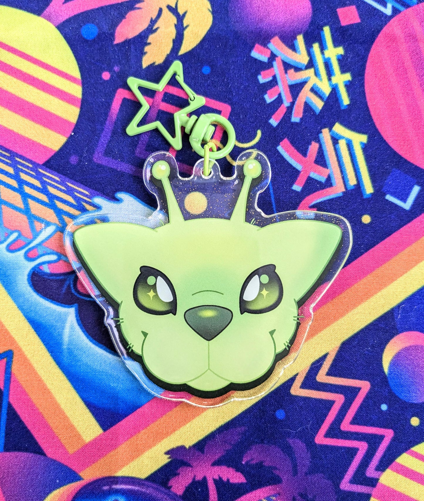 GnarpGnarp Alien Cat Acrylic Charm | Glitter Epoxy 3 Inch