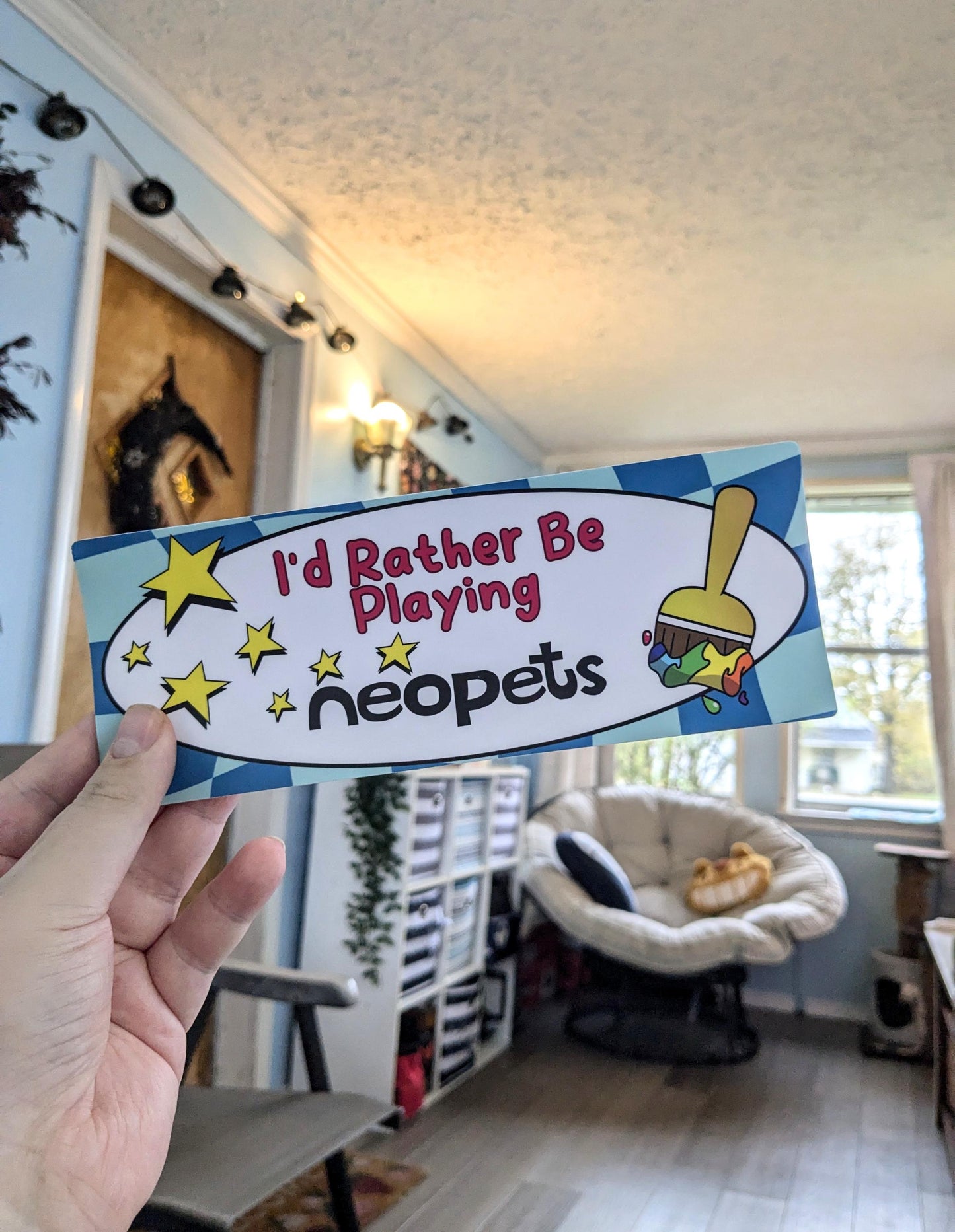 Id Rather Be Playing Neopets Bumper Sticker | Cute funny vinyl weatherproof sticker