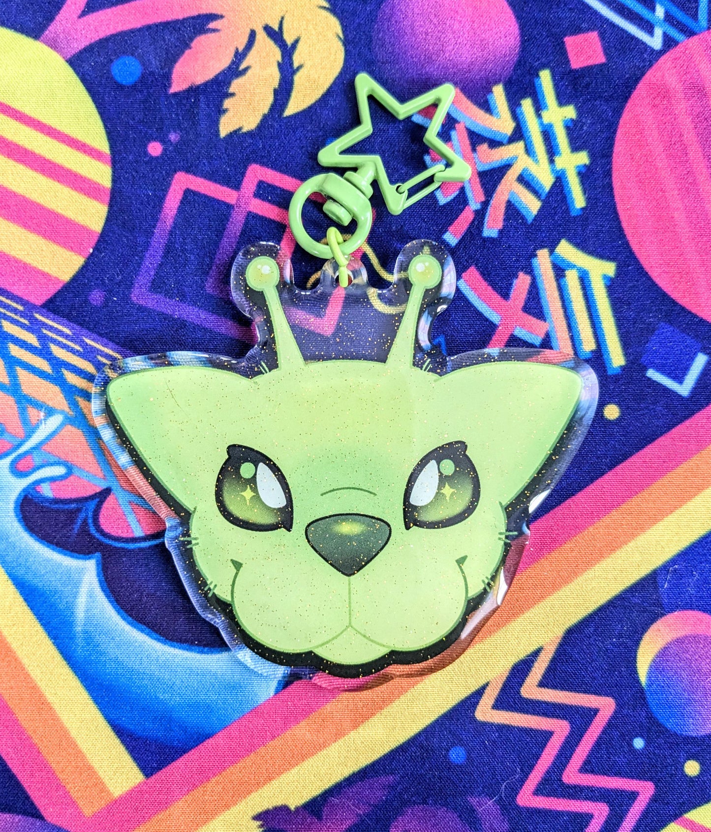 GnarpGnarp Alien Cat Acrylic Charm | Glitter Epoxy 3 Inch