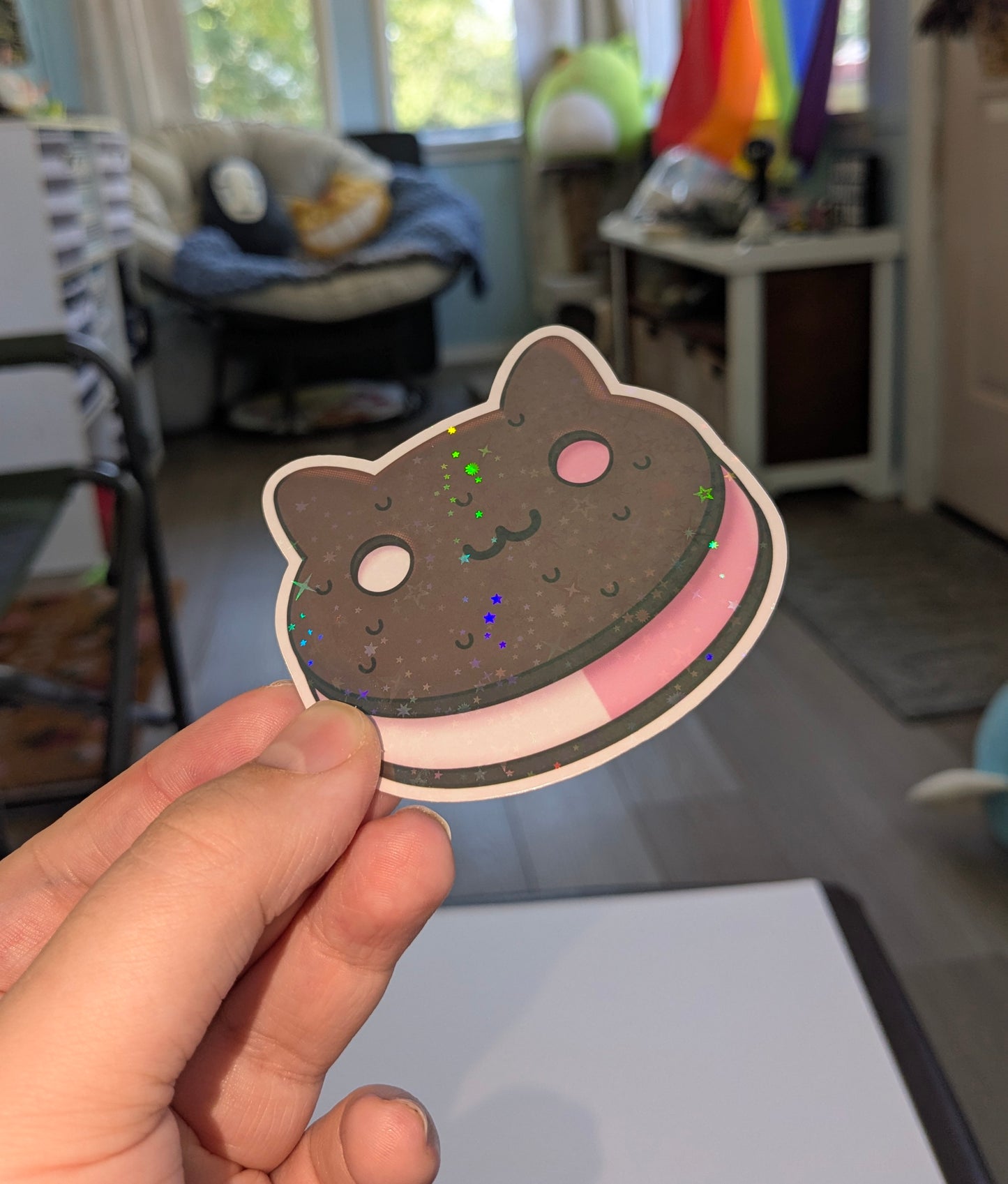 Cookie Cat Steven Universe 3 inch Glitter Vinyl Sticker