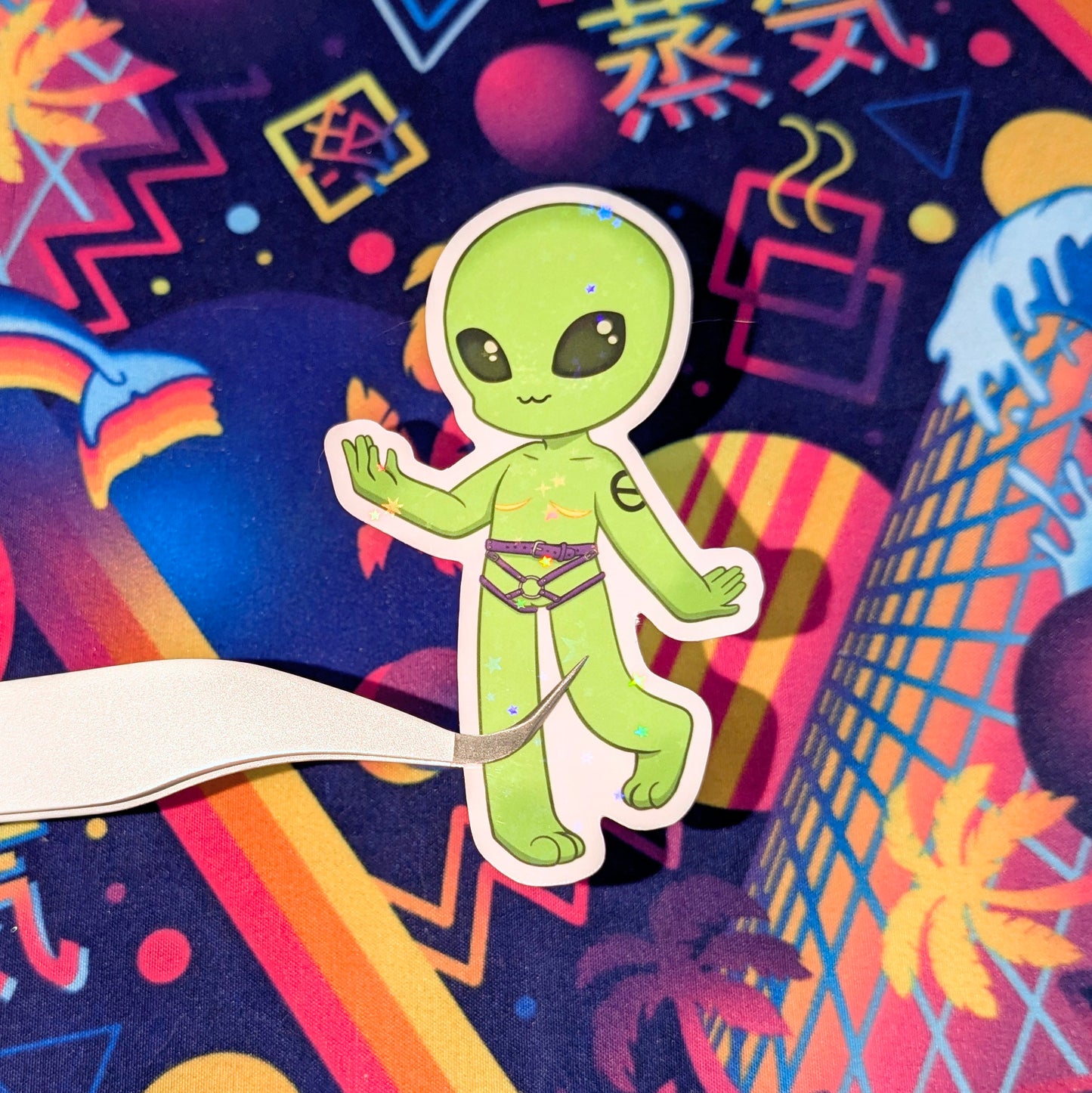 Transgender Alien 3 inch Glitter Vinyl Sticker