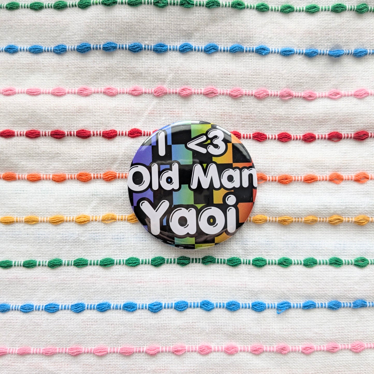 I <3 Old Man Yaoi 2.2 Inch Holographic Pinback Button