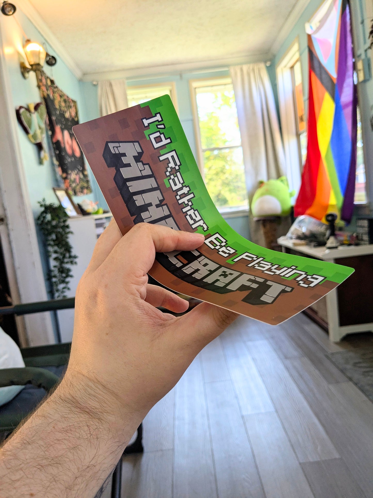 I'd Rather Be Playing Minecraft Bumper Sticker | funny vinyl weatherproof stickers