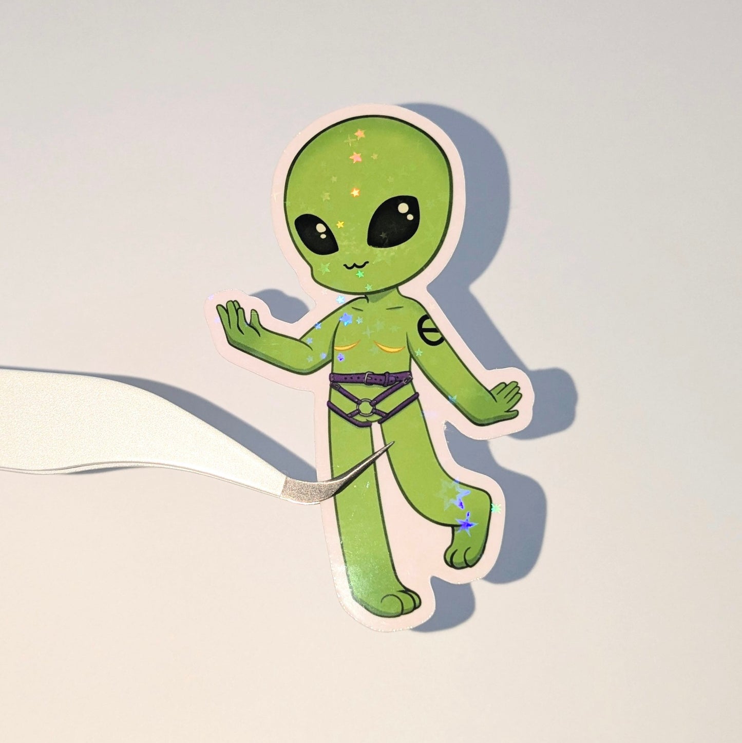 Transgender Alien 3 inch Glitter Vinyl Sticker