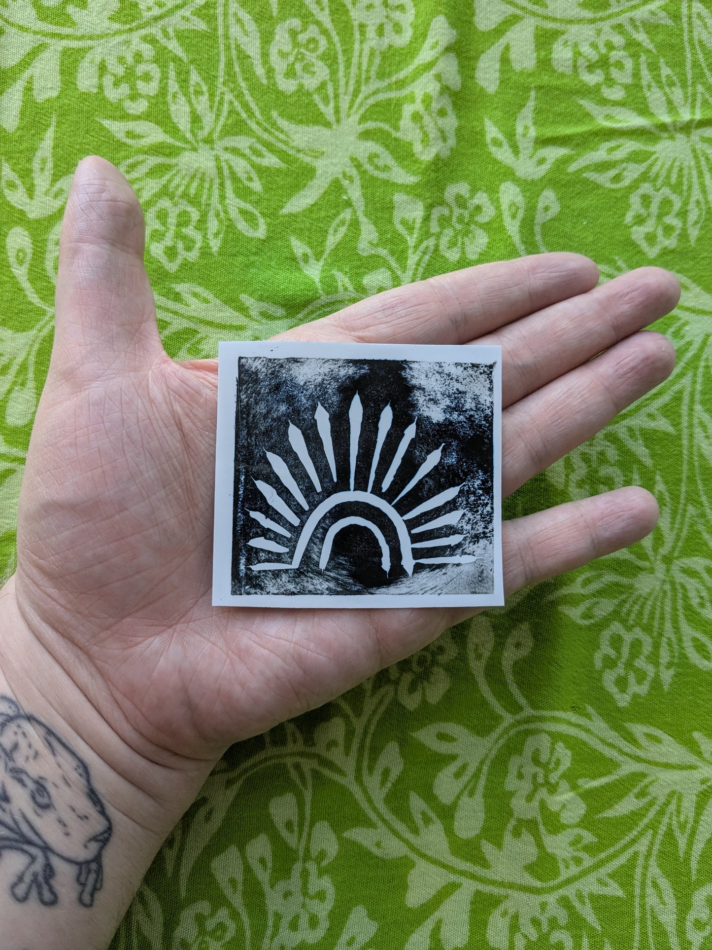 Sunburst Linocut Vinyl Sticker