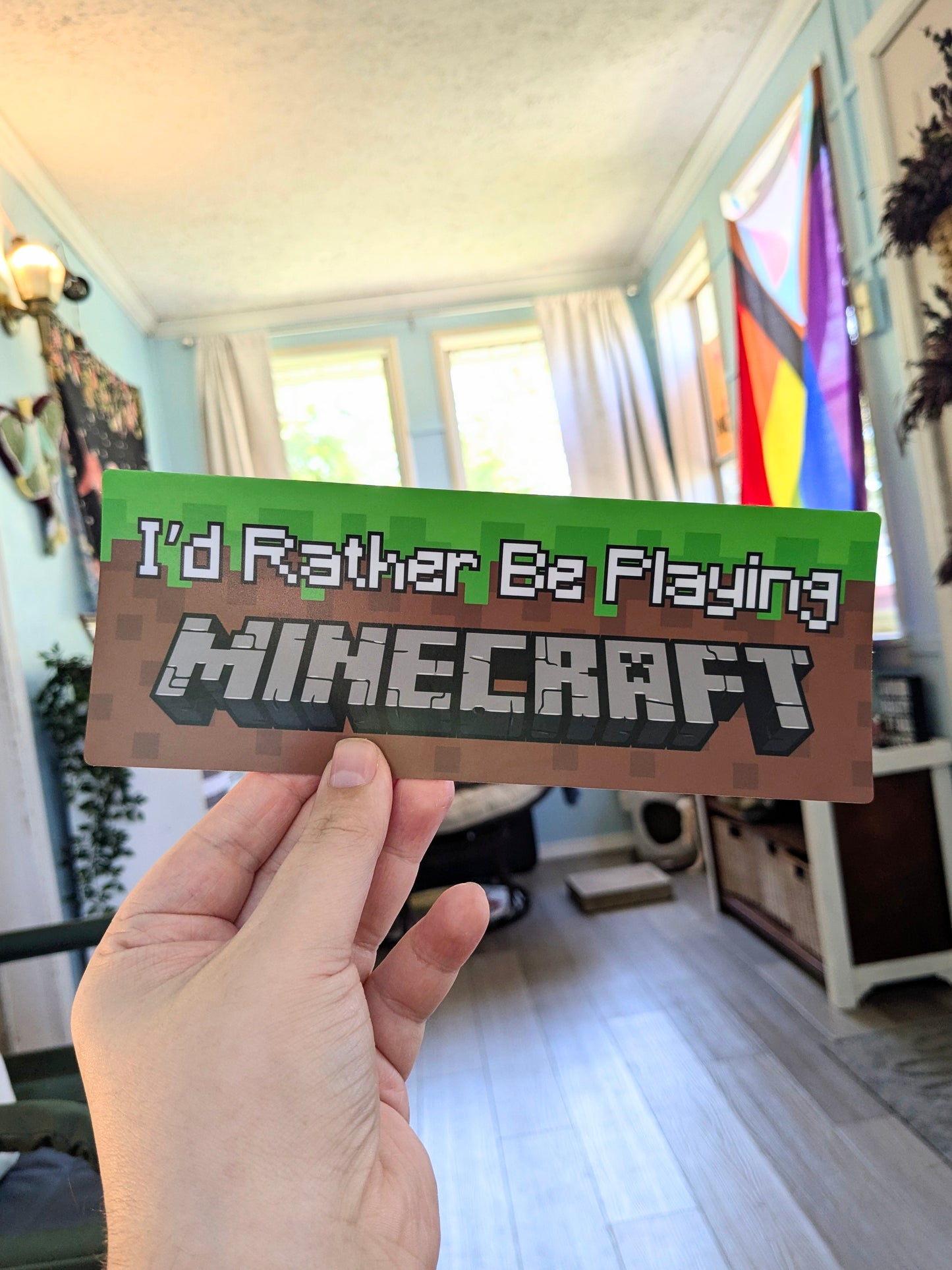 I'd Rather Be Playing Minecraft Bumper Sticker | funny vinyl weatherproof stickers