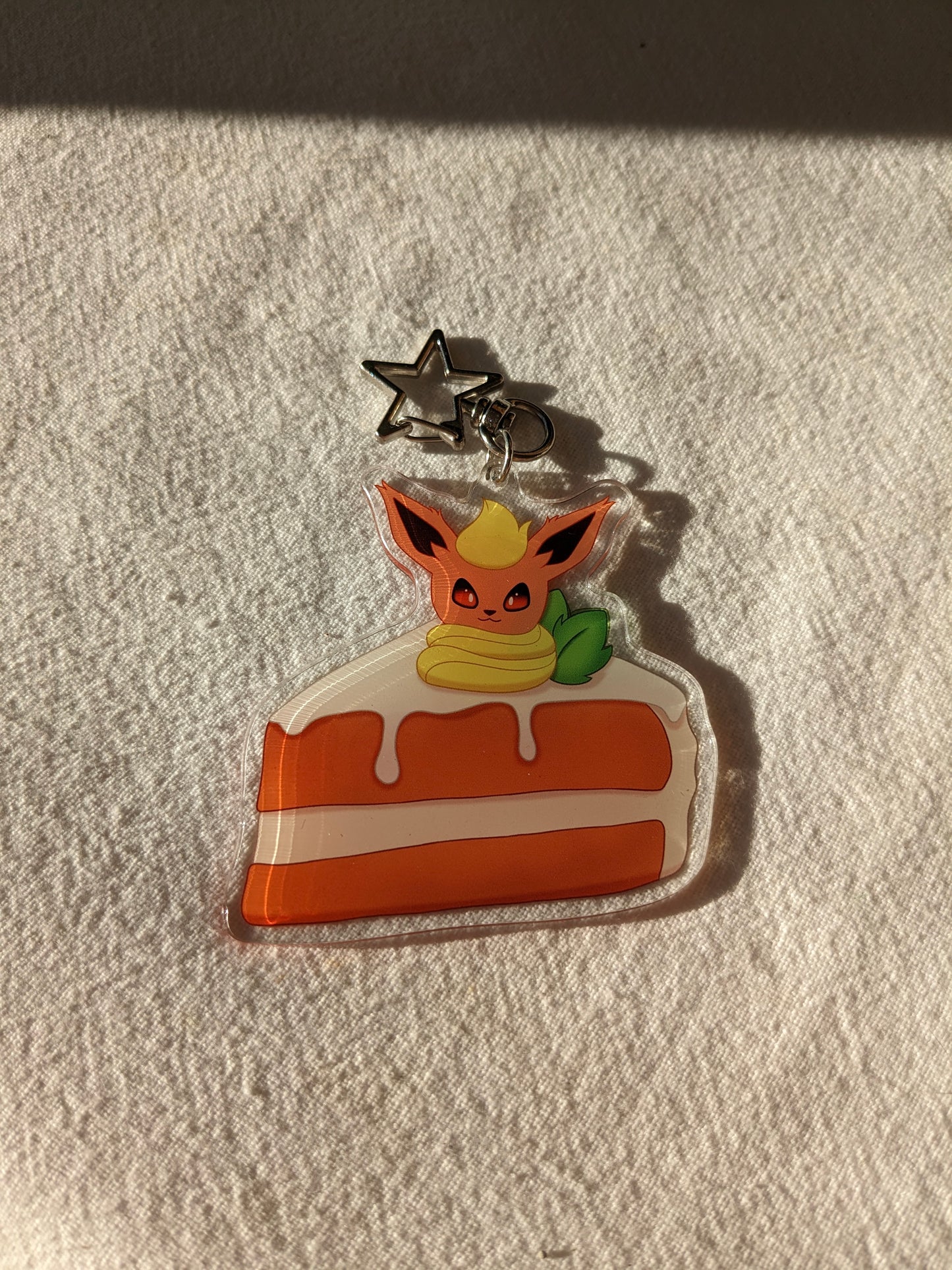 Flareon Carrot Cake Dessert | Acrylic Charm