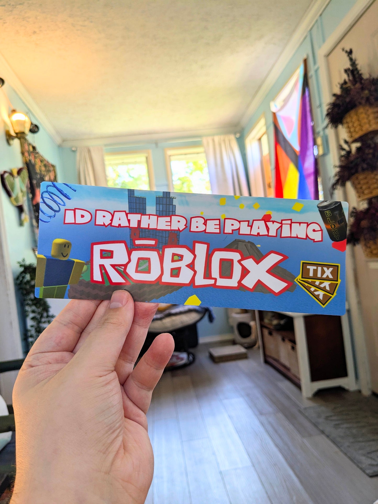 I'd Rather Be Playing Roblox Bumper Sticker | funny vinyl weatherproof stickers