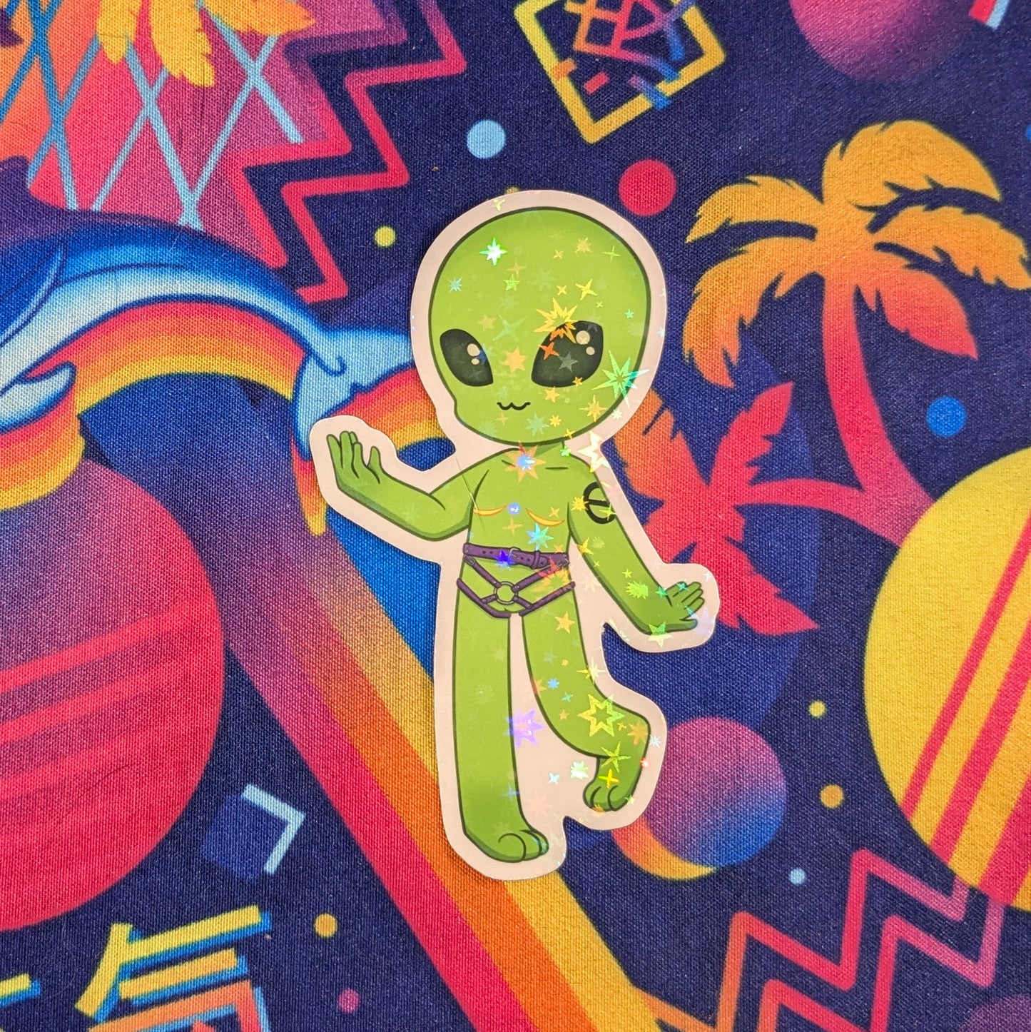 Transgender Alien 3 inch Glitter Vinyl Sticker