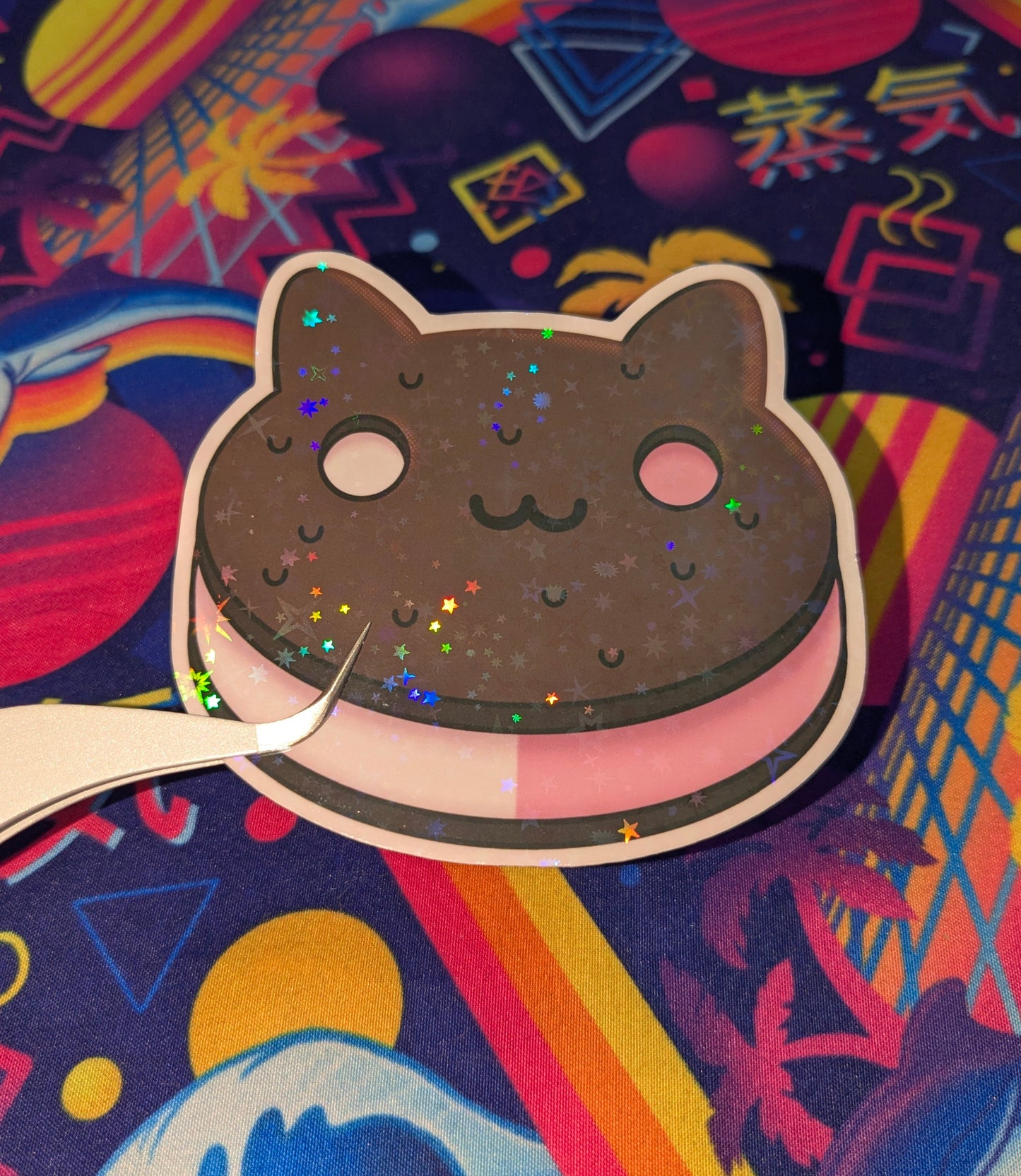 Cookie Cat Steven Universe 3 inch Glitter Vinyl Sticker