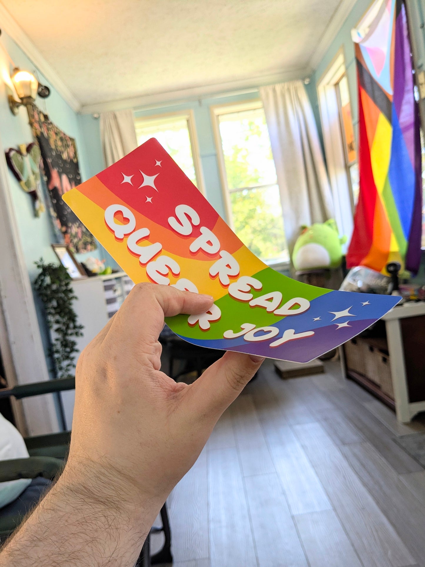 Spread Queer Joy Bumper Sticker | Cute LGBTQ+ vinyl sticker