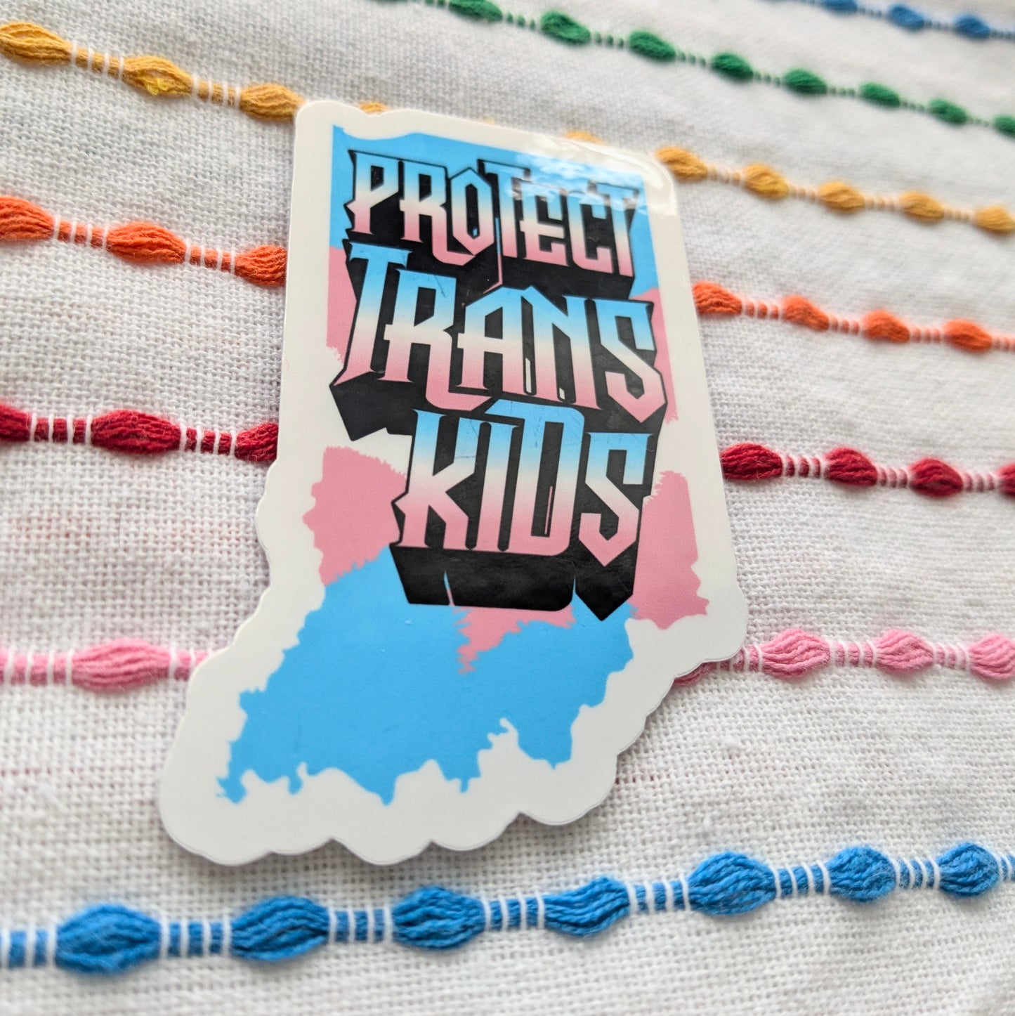 Protect Trans Kids Indiana Vinyl Sticker | 3 Inch