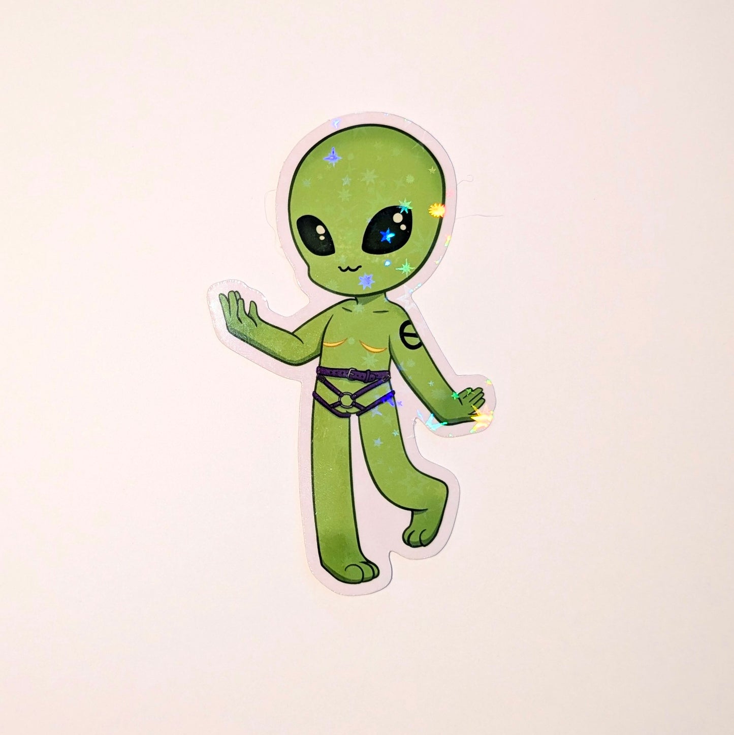 Transgender Alien 3 inch Glitter Vinyl Sticker
