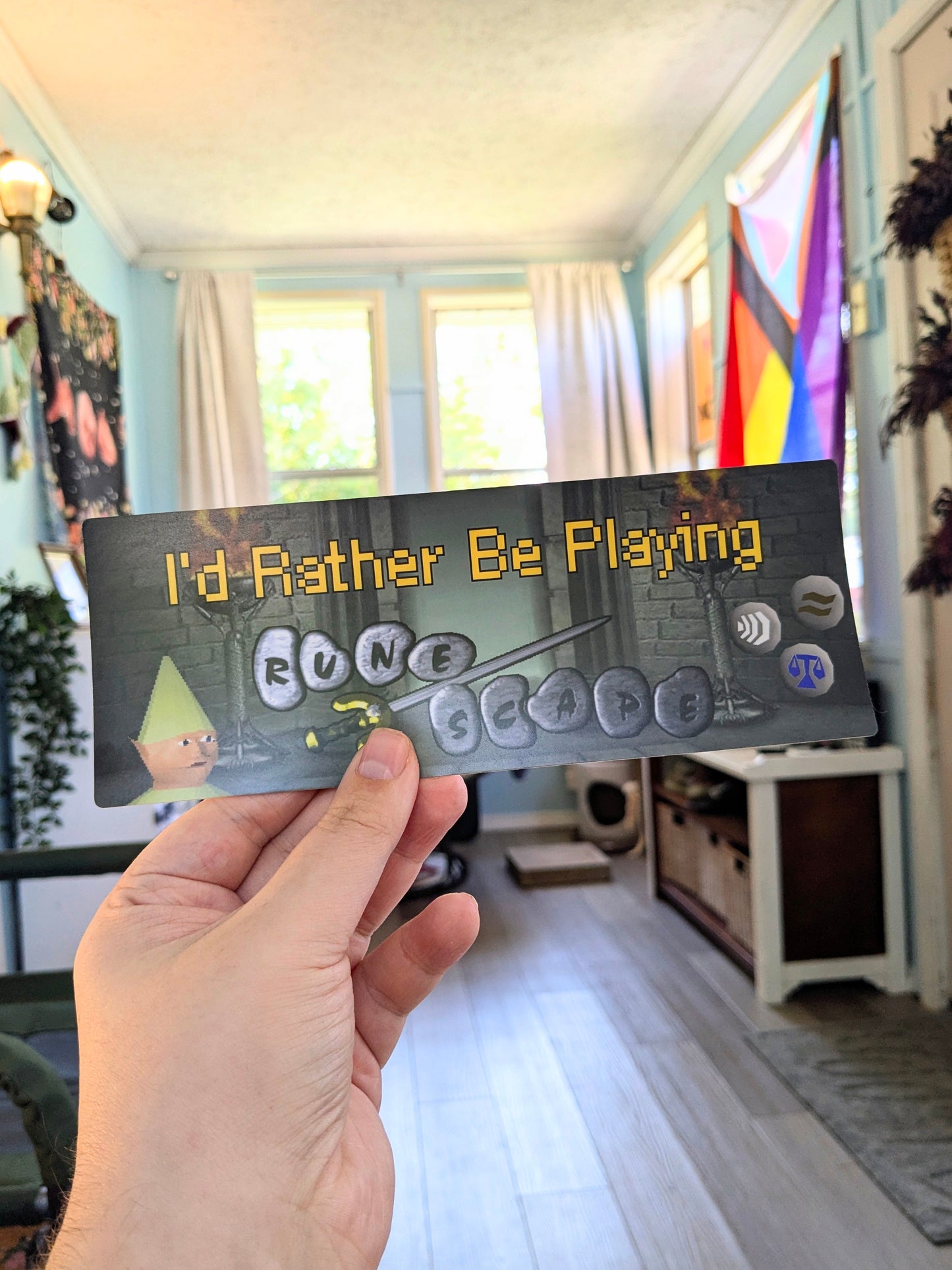 I'd Rather Be Playing Runescape OSRS Bumper Sticker | funny vinyl weatherproof stickers