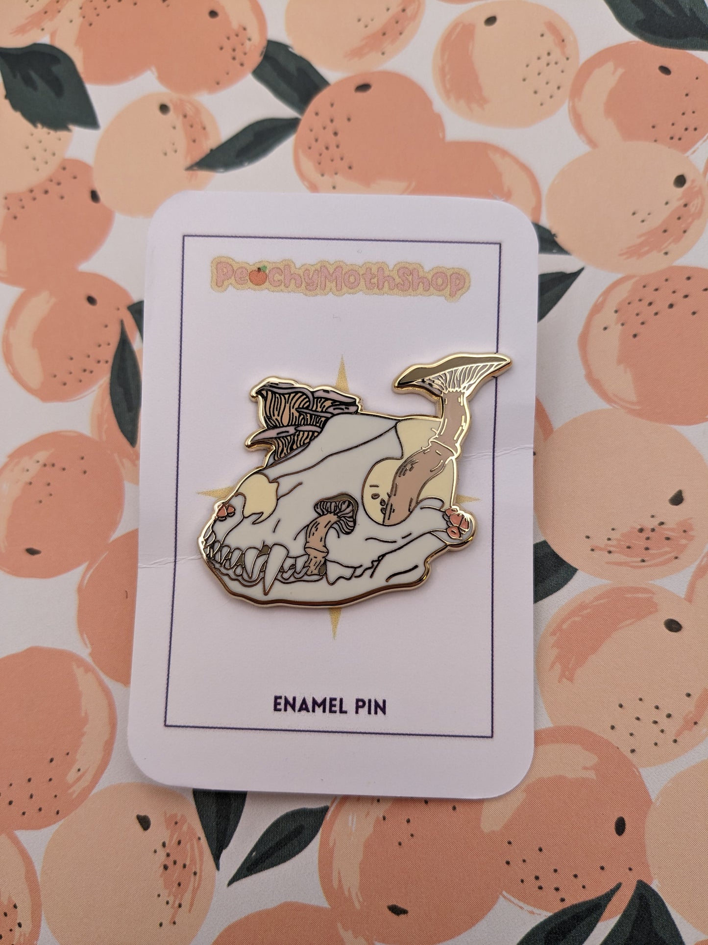 Mushroom Dogskull Enamel Pin