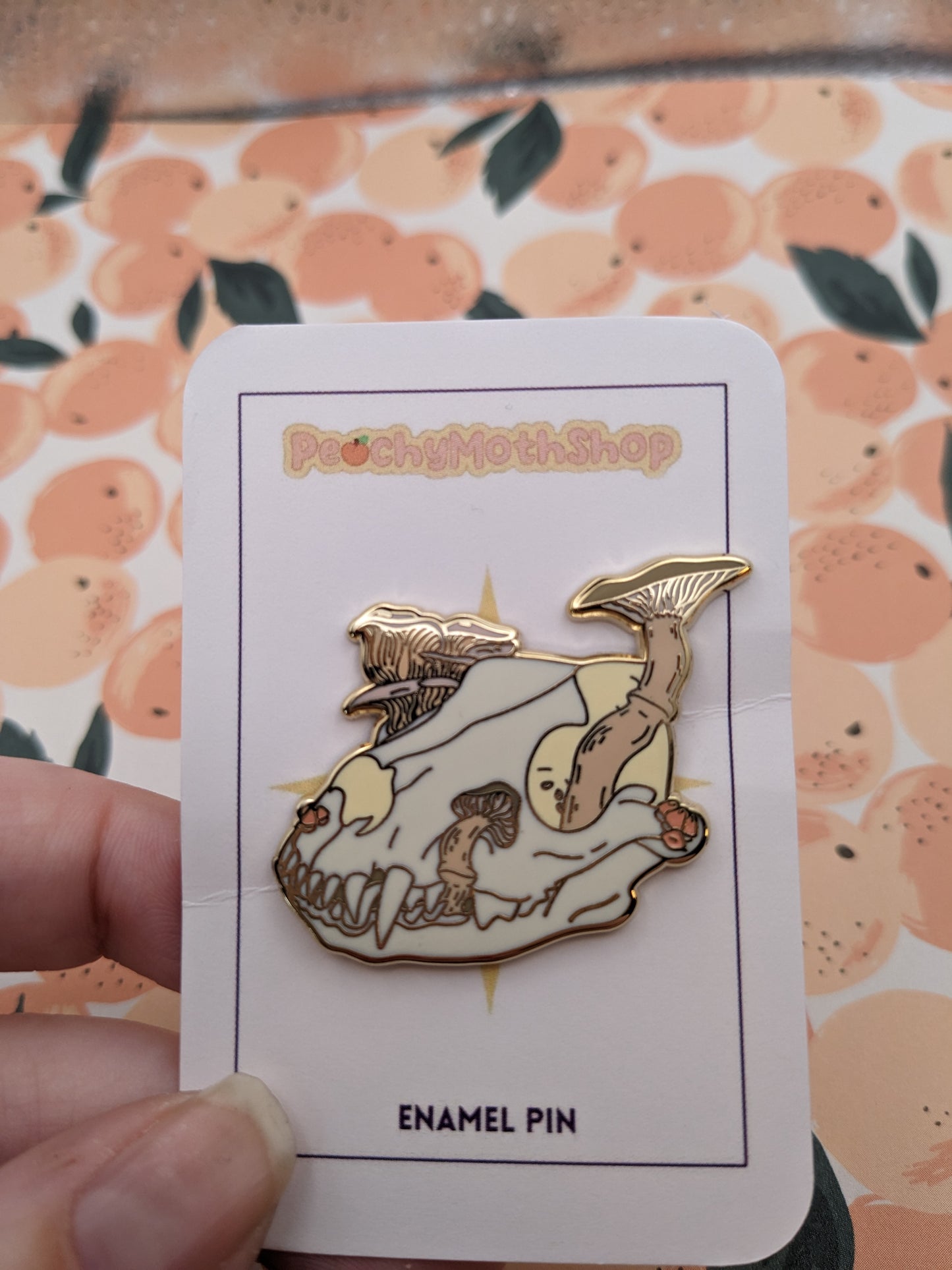 Mushroom Dogskull Enamel Pin