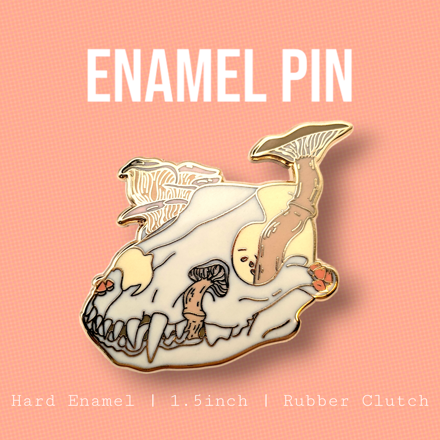 Mushroom Dogskull Enamel Pin