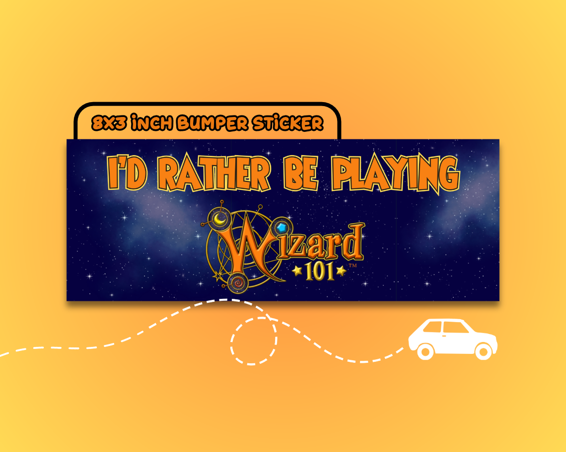 Id Rather Be Playing Wizard101 Funny Vinyl Bumper Sticker