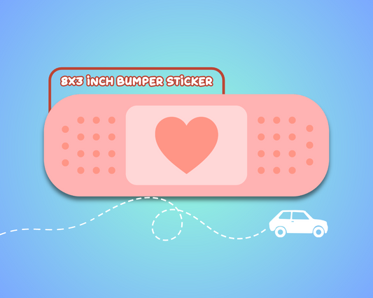 Pink Bandage Bumper Sticker 8x3 inch Vinyl Car Decal