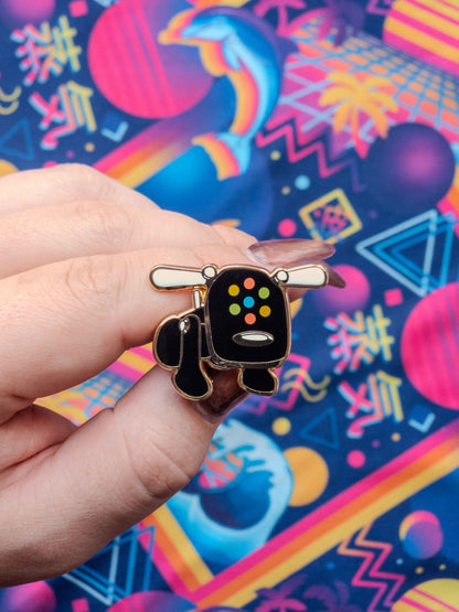 Black i-Dog Nostalgic Enamel Pin