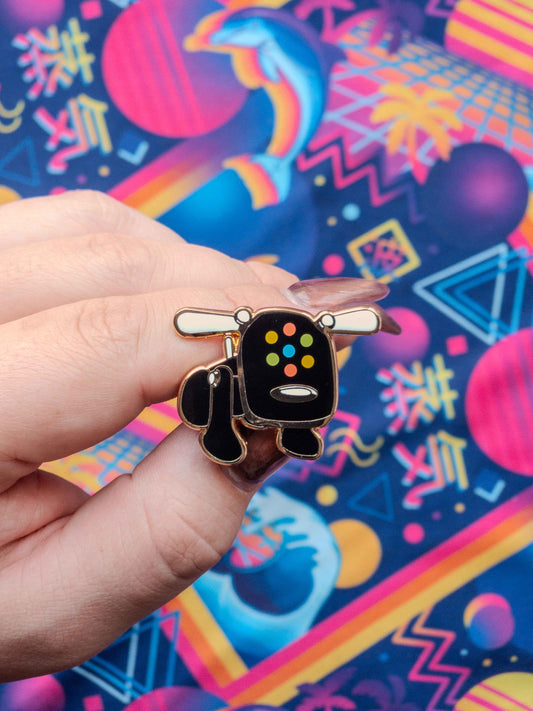Black i-Dog Nostalgic Enamel Pin