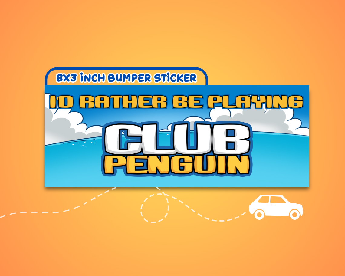 Id Rather Be Playing Club Penguin Bumper Sticker
