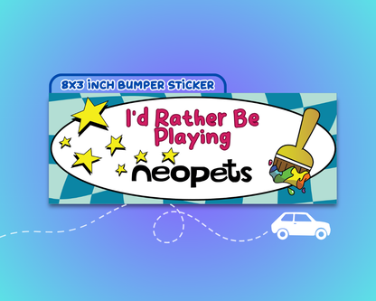Id Rather Be Playing Neopets Bumper Sticker | Cute funny vinyl weatherproof sticker