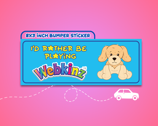 Id Rather Be Playing Webkinz Bumper Sticker | 3 Inch Sticker