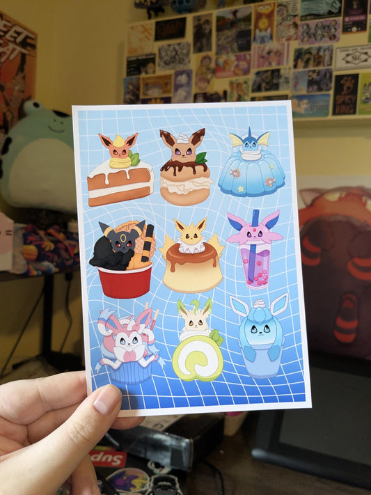 Dessert Eeveelutions Cute Chibi  5x7 Art Print