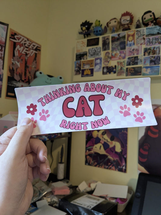 Thinking About My Cats Right Now Bumper Sticker | Cute funny vinyl weatherproof sticker