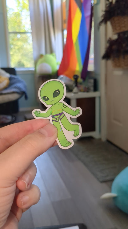 Transgender Alien 3 inch Glitter Vinyl Sticker