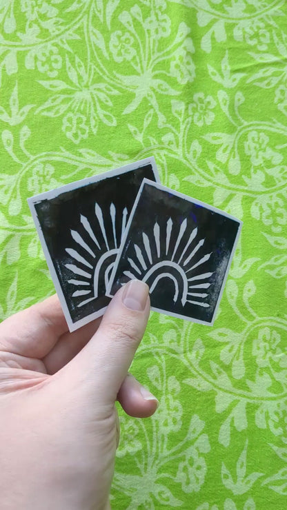 Sunburst Linocut Vinyl Sticker