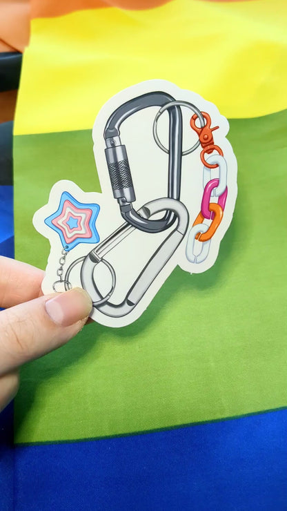 Trans Lesbian Carabiner 3 Inch Vinyl Sticker