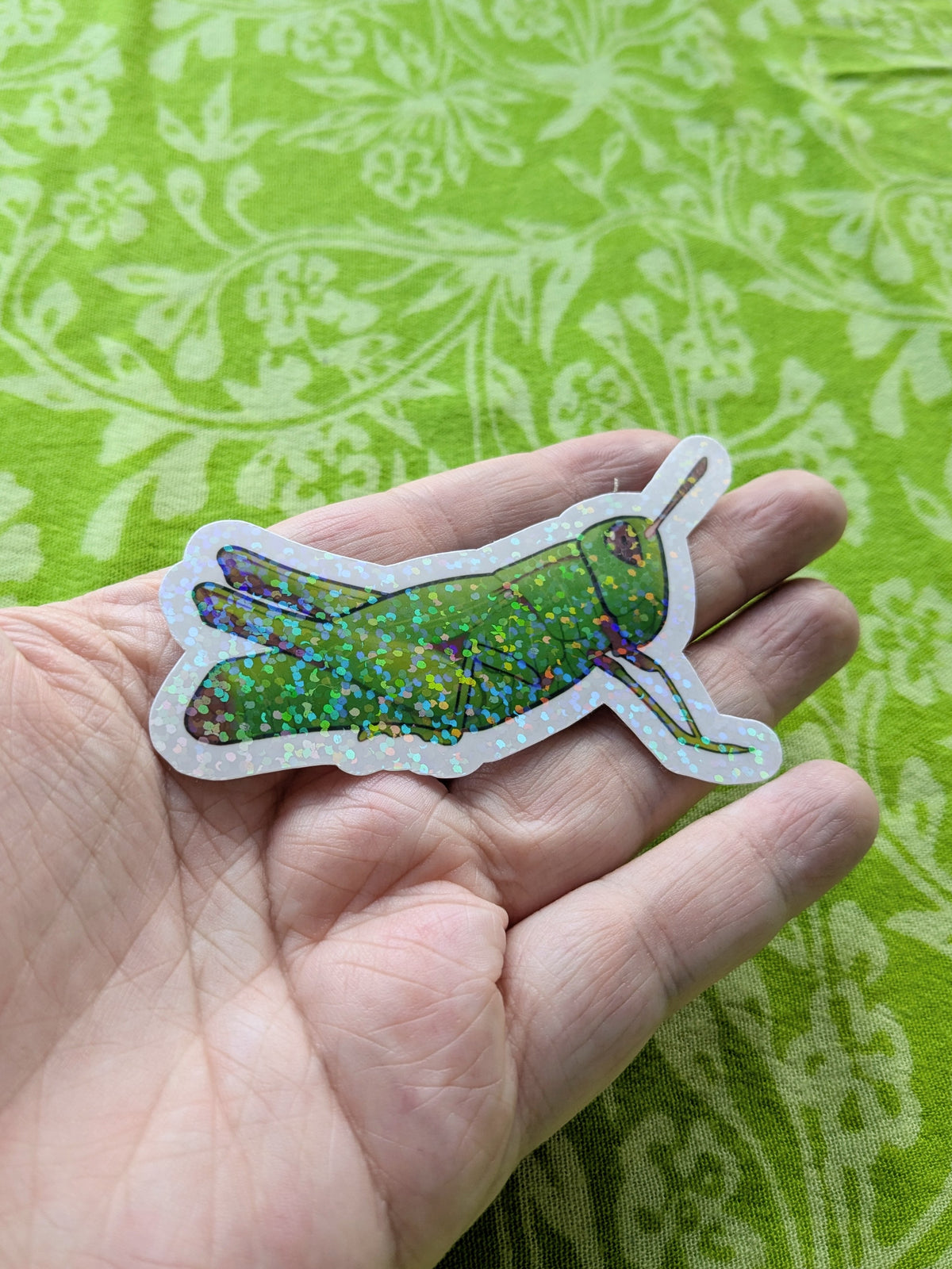 Grasshopper Glitter Holo 3 Inch Vinyl Sticker