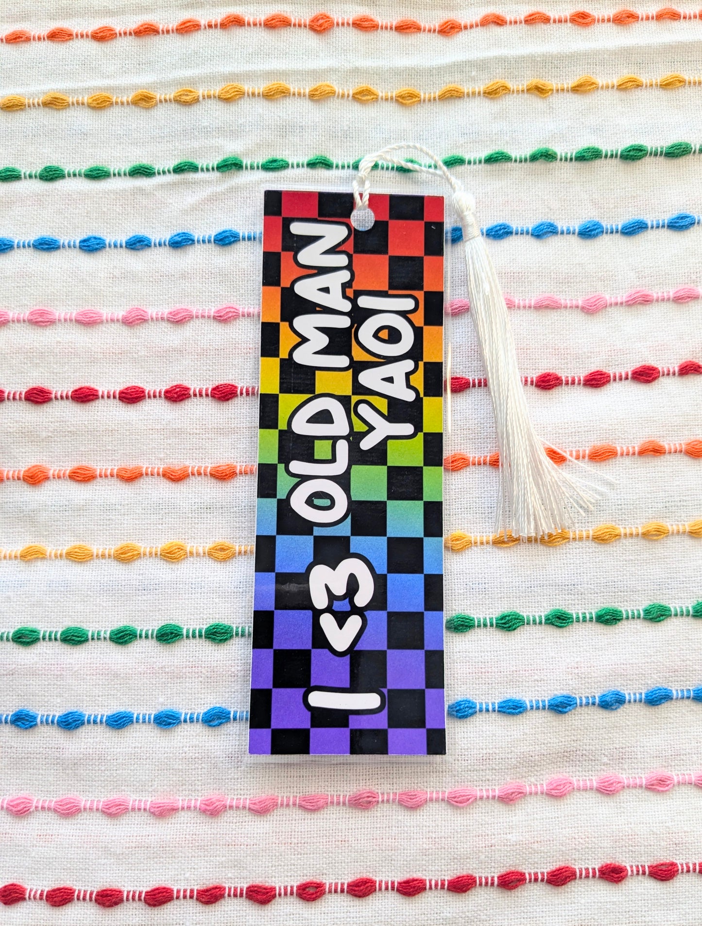 I <3 Yaoi & Yuri Handmade Double Sided Bookmark with Multicolored Tassel