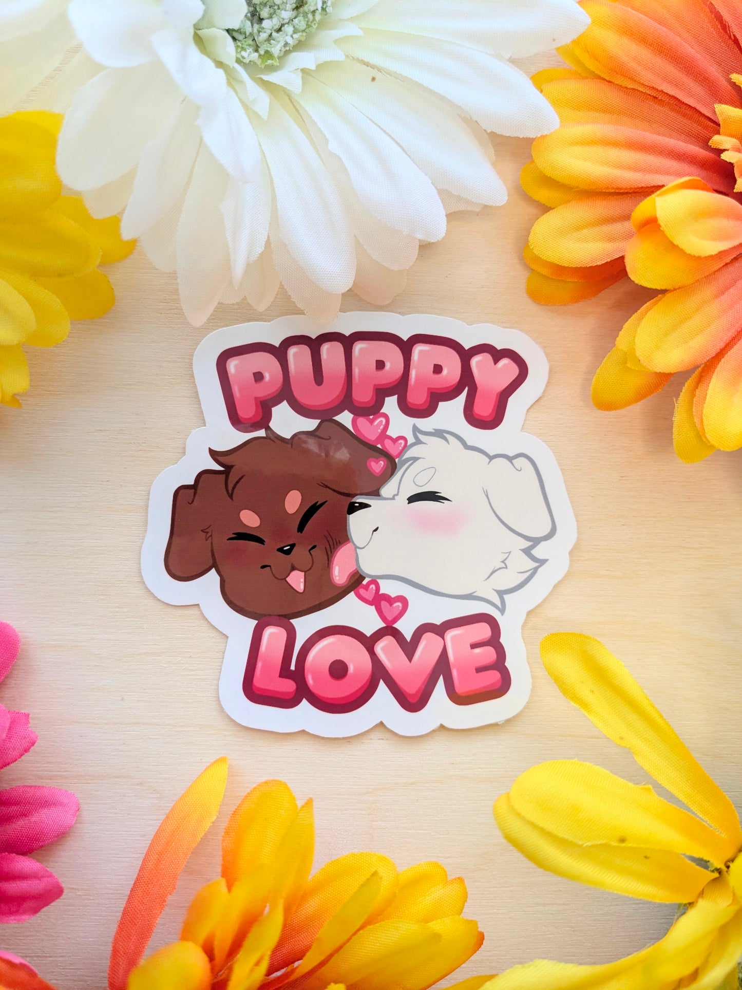 Puppy Love Cute Furry Vinyl Sticker