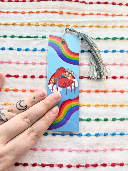 Me Was Born This Way Alan Pride Handmade Double Sided Bookmark with Multicolored Tassel