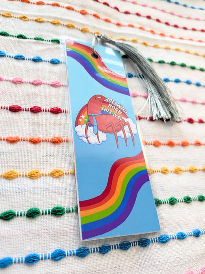 Me Was Born This Way Alan Pride Handmade Double Sided Bookmark with Multicolored Tassel