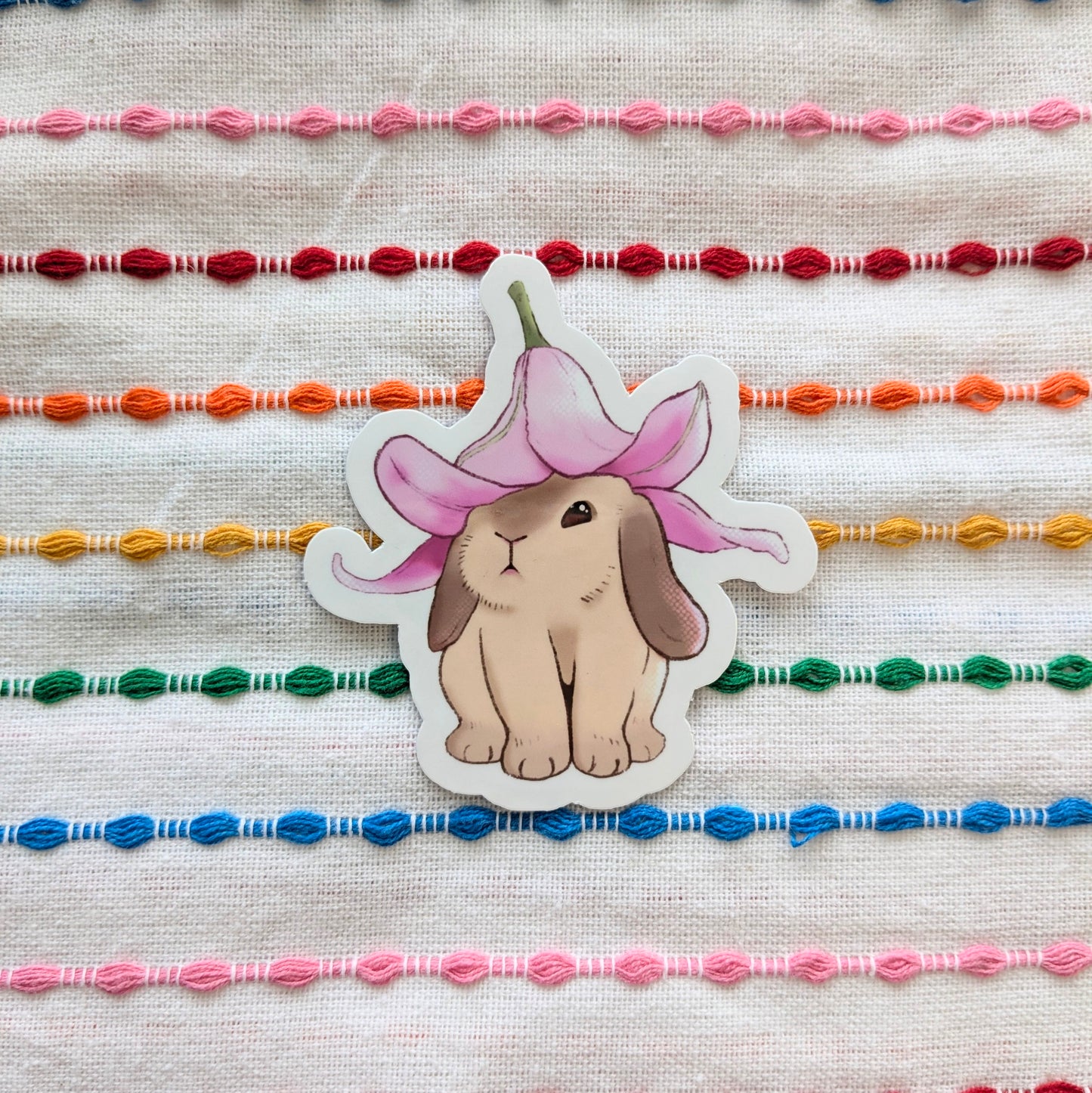 Bunny Flower Hat 3 Inch Vinyl Sticker
