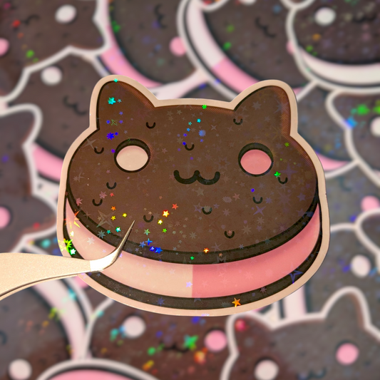 Cookie Cat Steven Universe 3 inch Glitter Vinyl Sticker