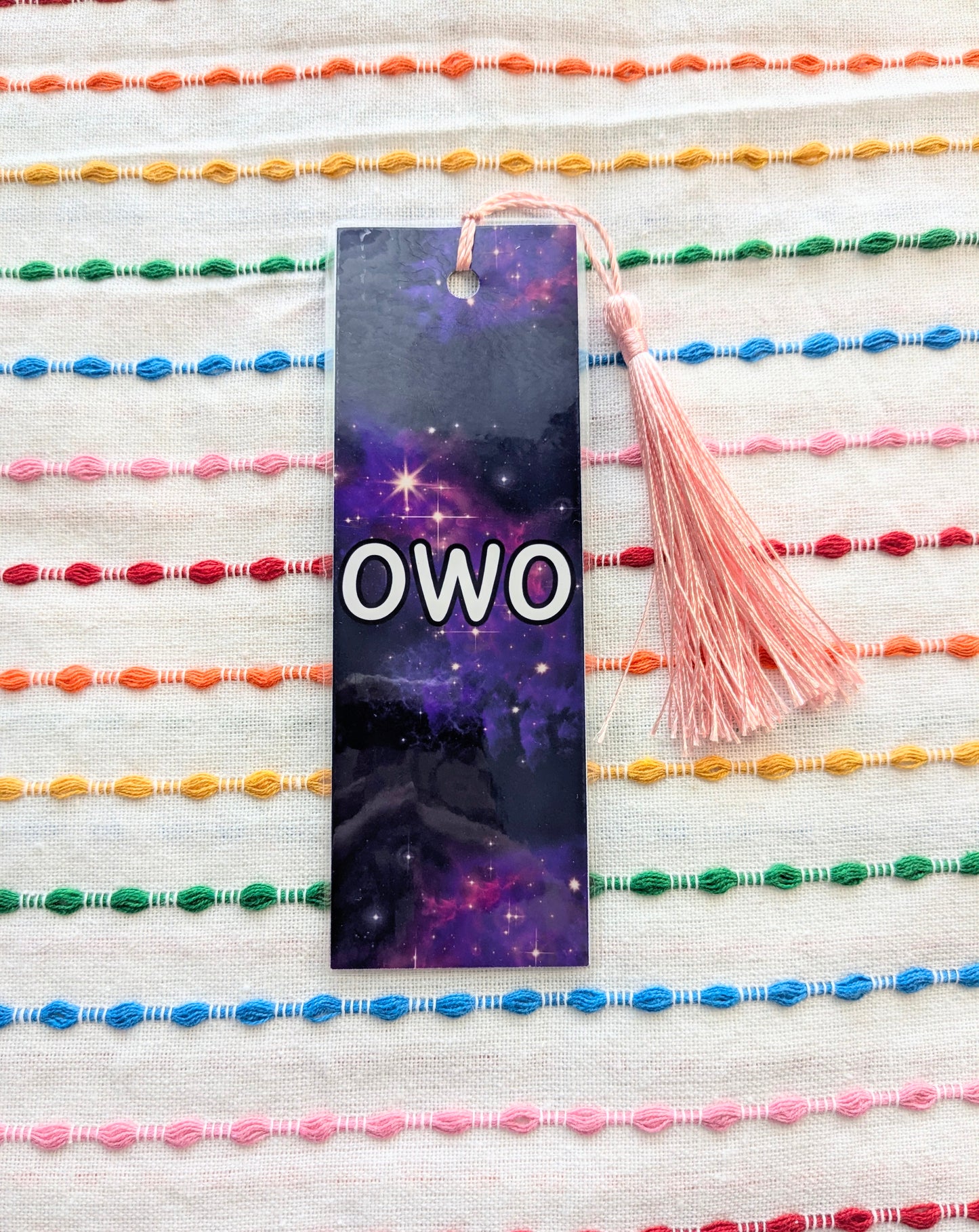 OWO Furry Handmade Double Sided Bookmark with Multicolored Tassel