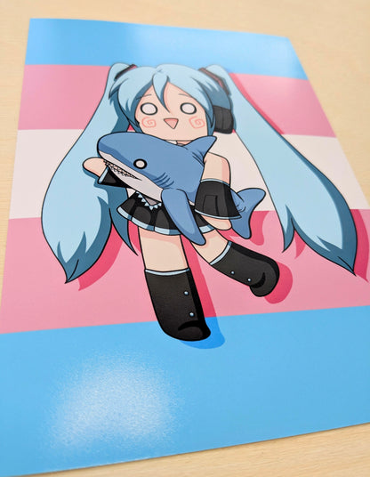 Hatsune Miku Blahaj 5x7 Art Print
