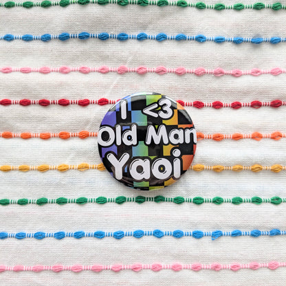 I <3 Old Man Yaoi 2.2 Inch Holographic Pinback Button
